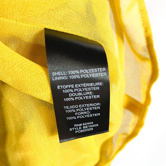 Nicole Miller Yellow Leopard Top Bow Neck Tie Blouse Cap Sleeve Ruffle Sz S - Picture 7 of 9